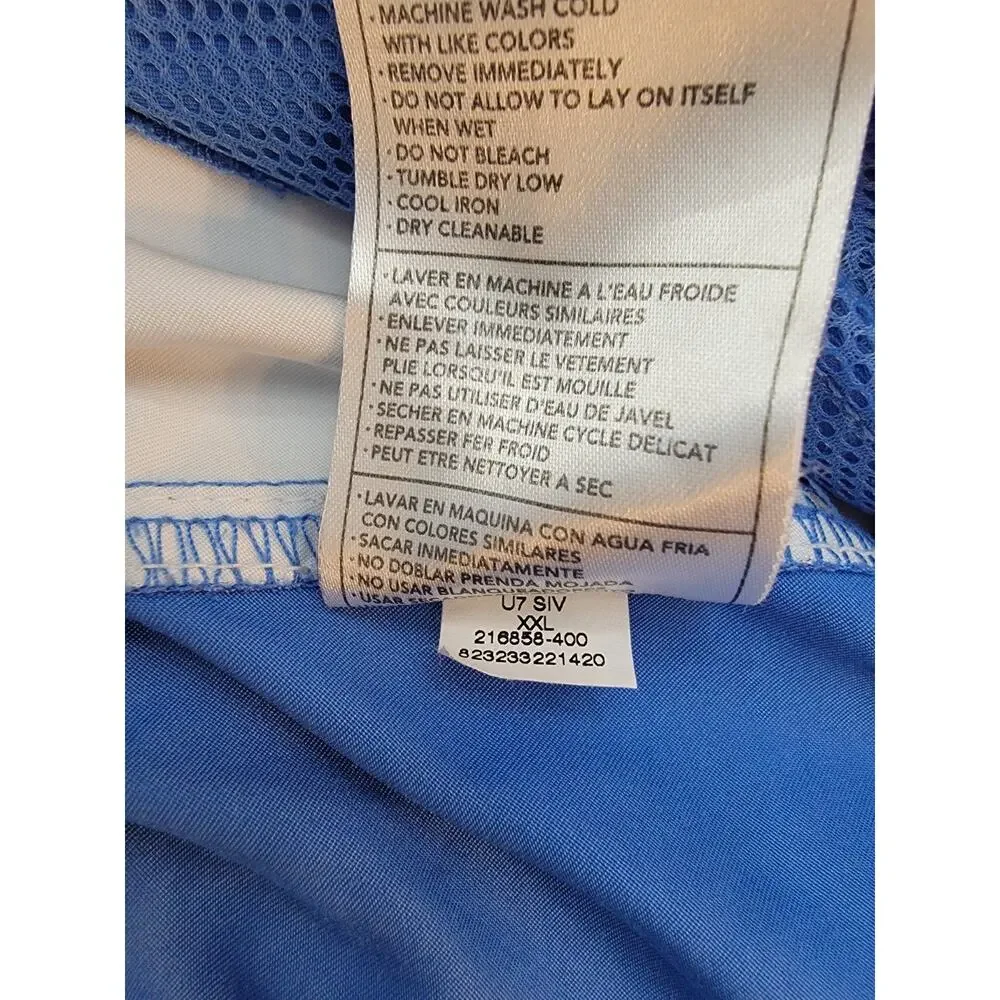 Nike Swim Shorts XXL Blue White Cargo Pocket Drawstring Unlined Beach Board